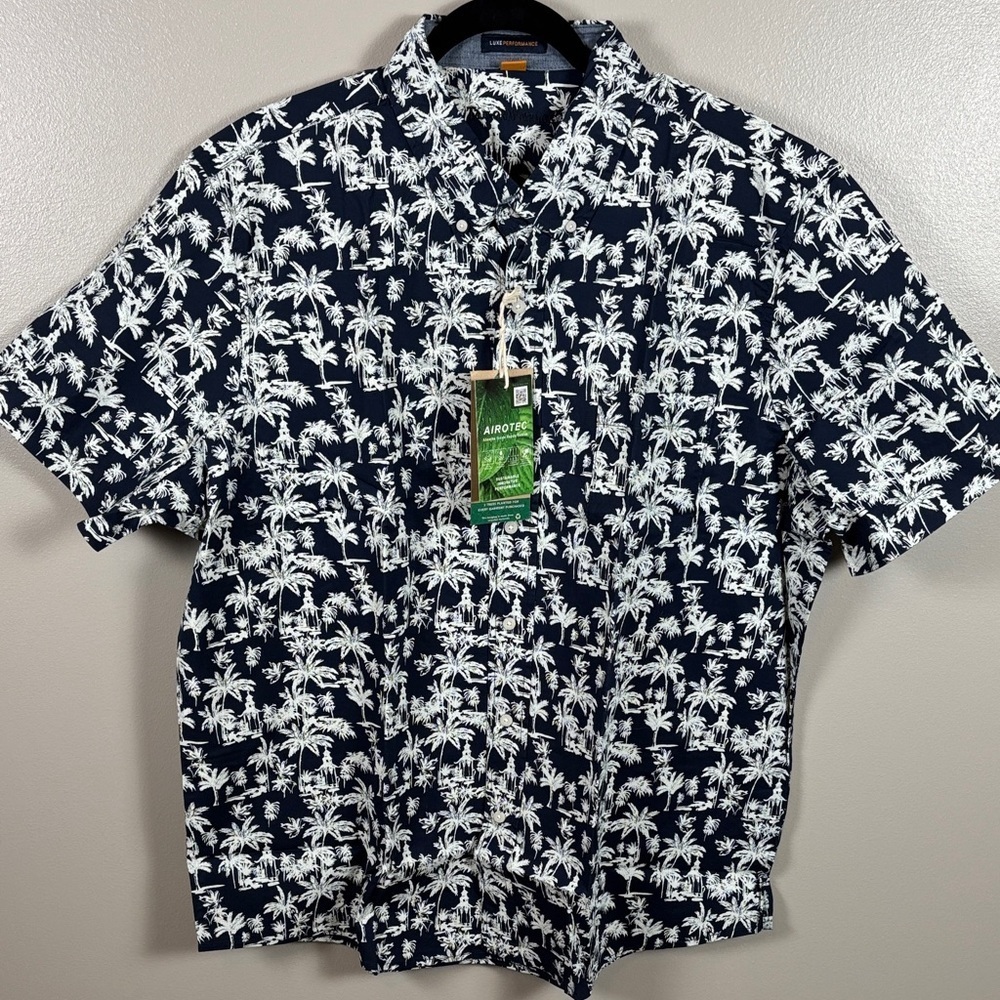 Tailor Vintage Navy and White Tropical Print Shirt NWT